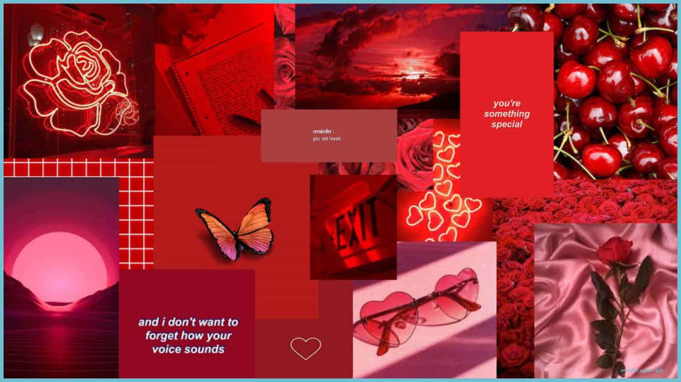 Red Aesthetic Laptop Roses Hearts