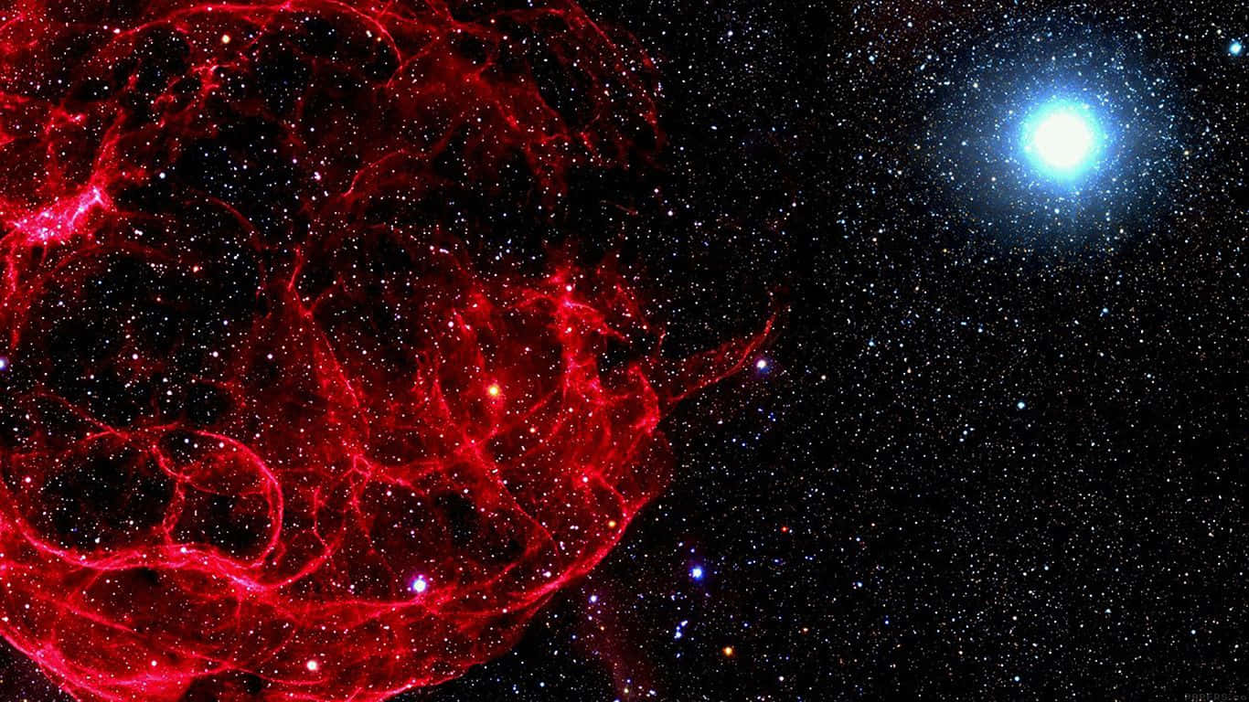 Red Aesthetic Laptop Spaghetti Nebula Background