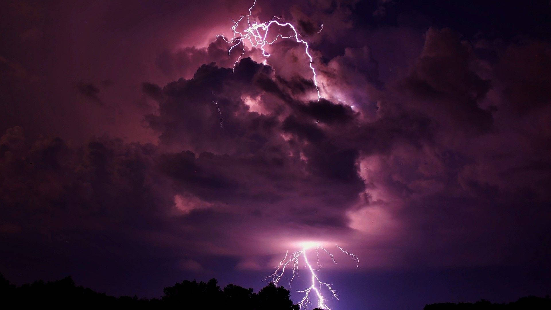 Red Aesthetic Lightning Cloud Storm Background