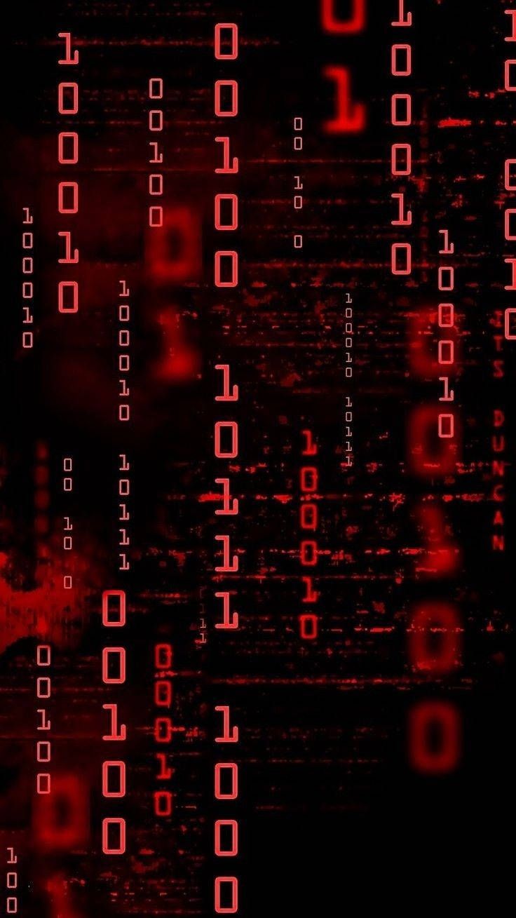 Red Aesthetic Matrix Binary Code Background