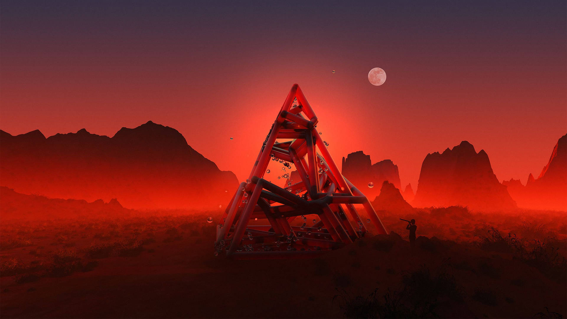 Red Aesthetic Mystery 3d Art Landscape