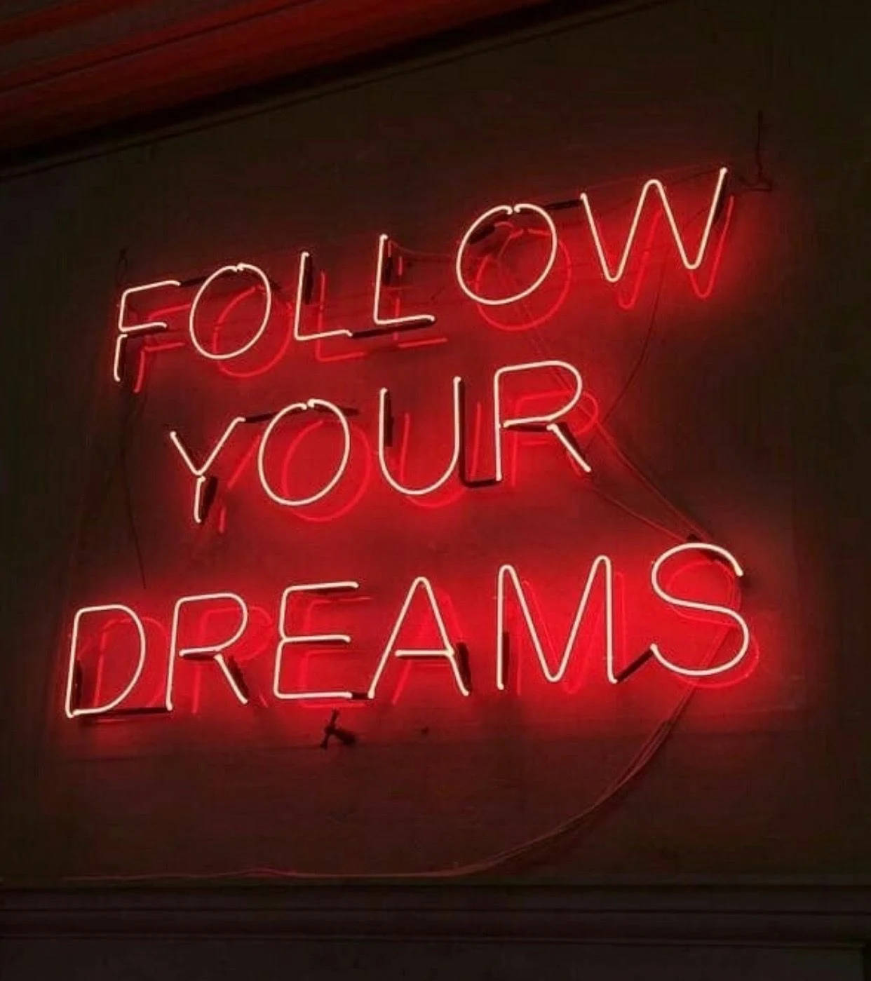 Red Aesthetic Neon Follow Your Dreams Background