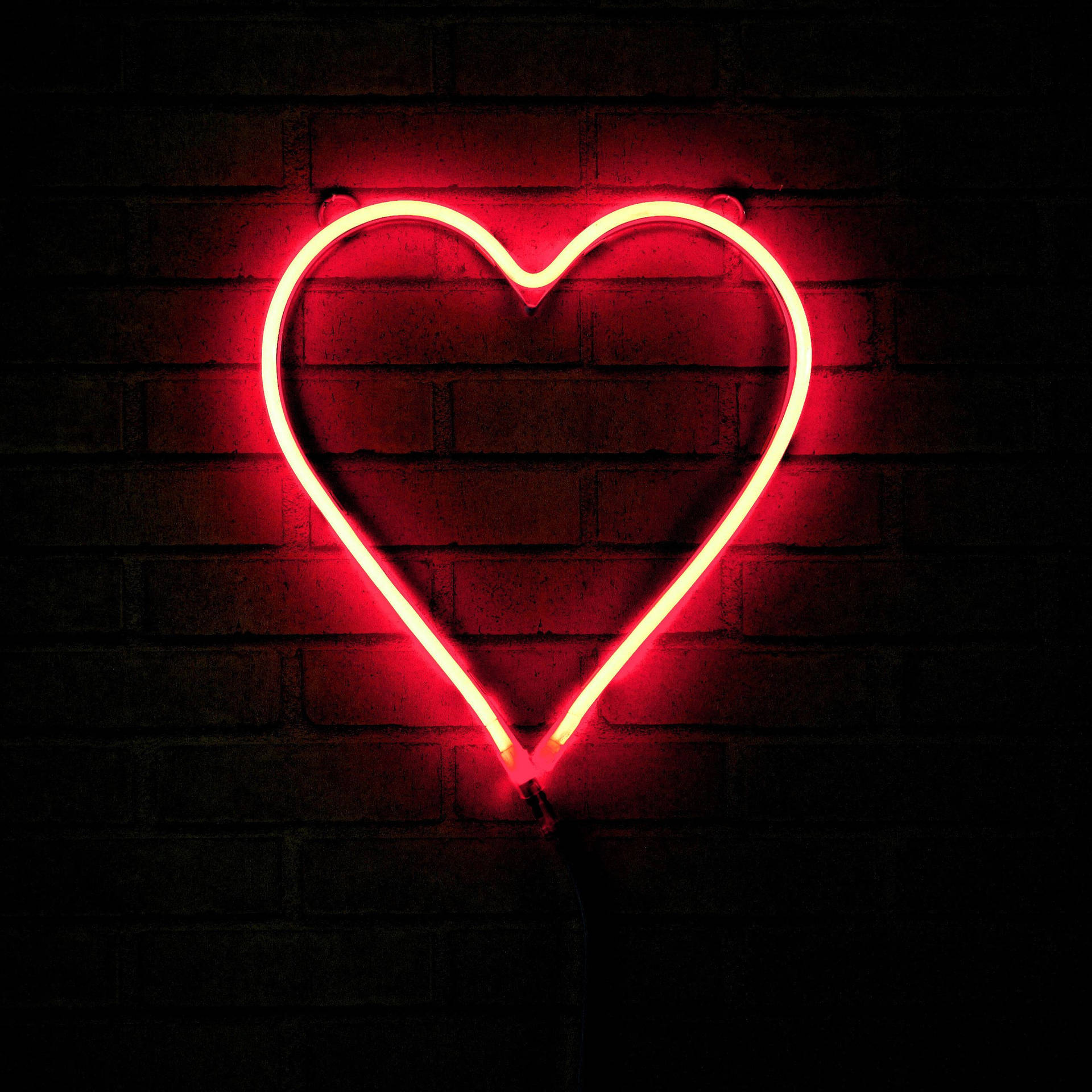 Red Aesthetic Neon Heart Signage Background