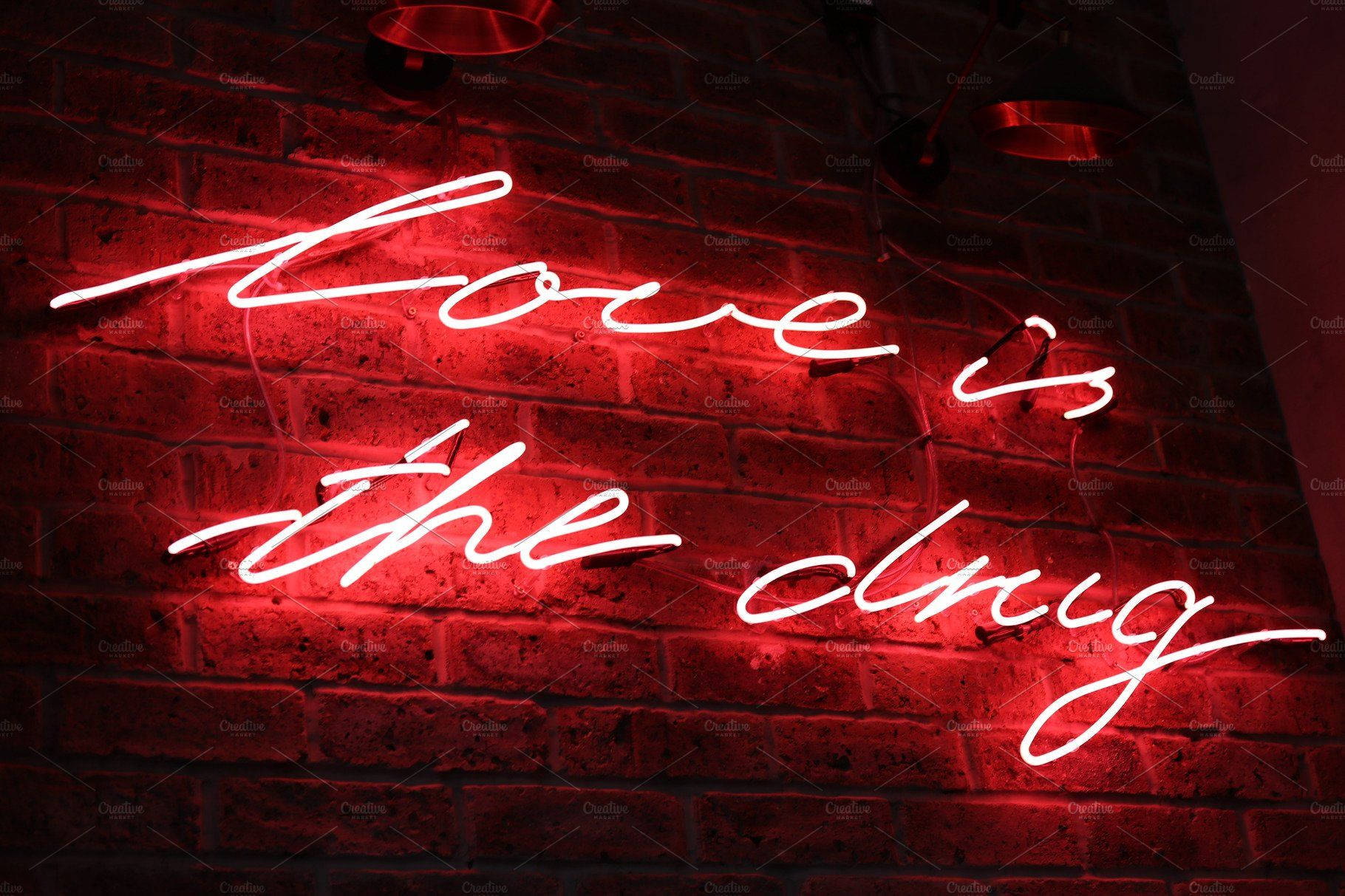 Red Aesthetic Neon Love Drug Background