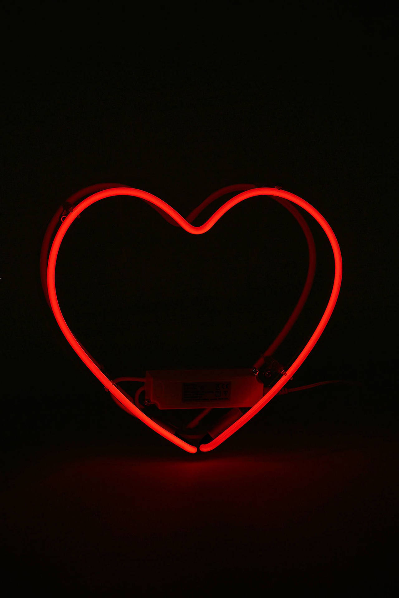 Red Aesthetic Neon Minimalist Heart Background