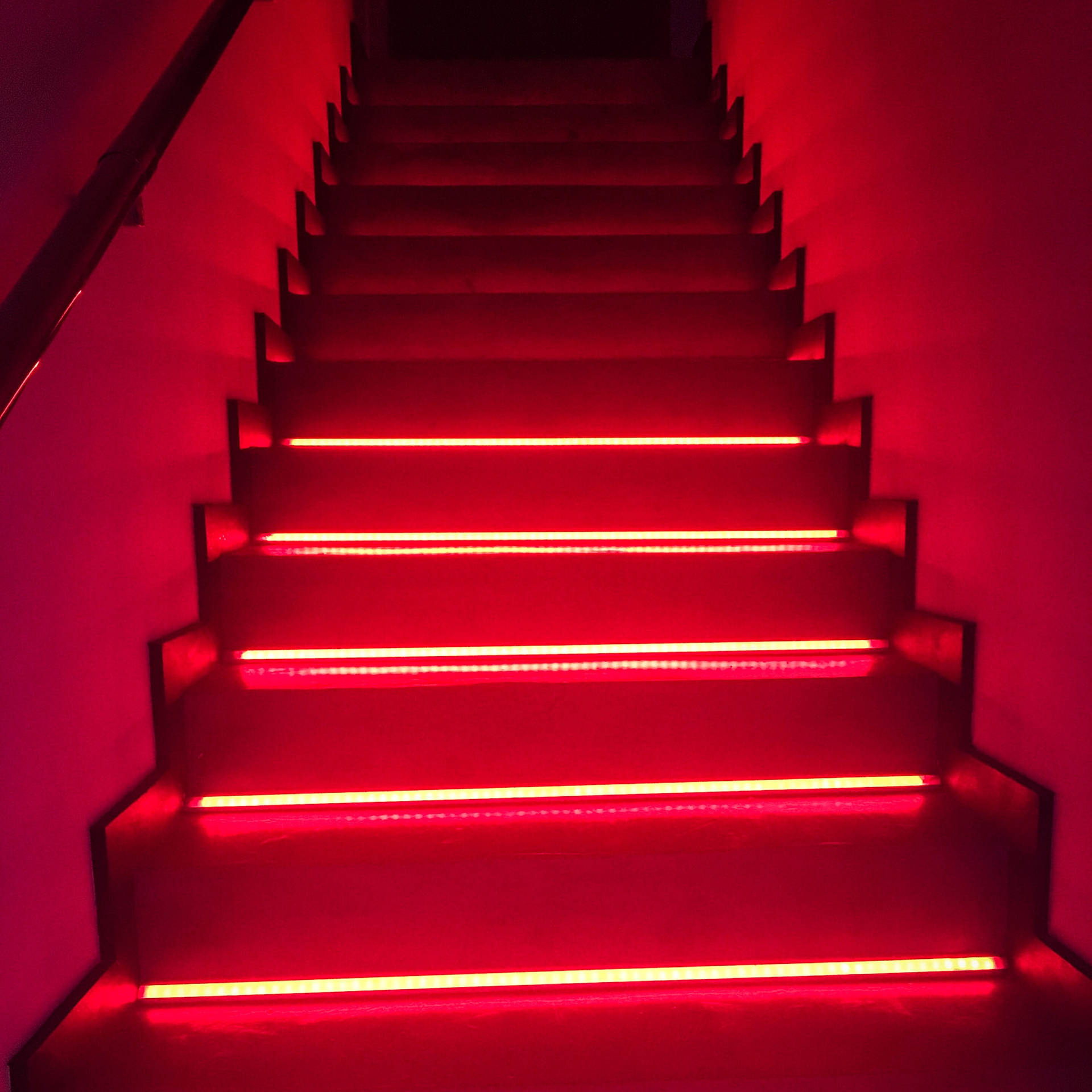 Red Aesthetic Neon Stair Lights Background
