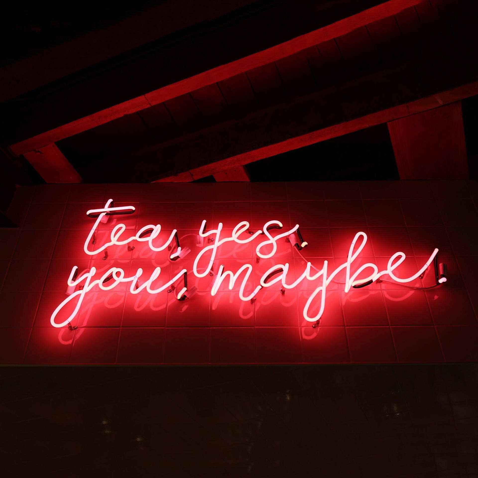 Red Aesthetic Neon Tea And You Background