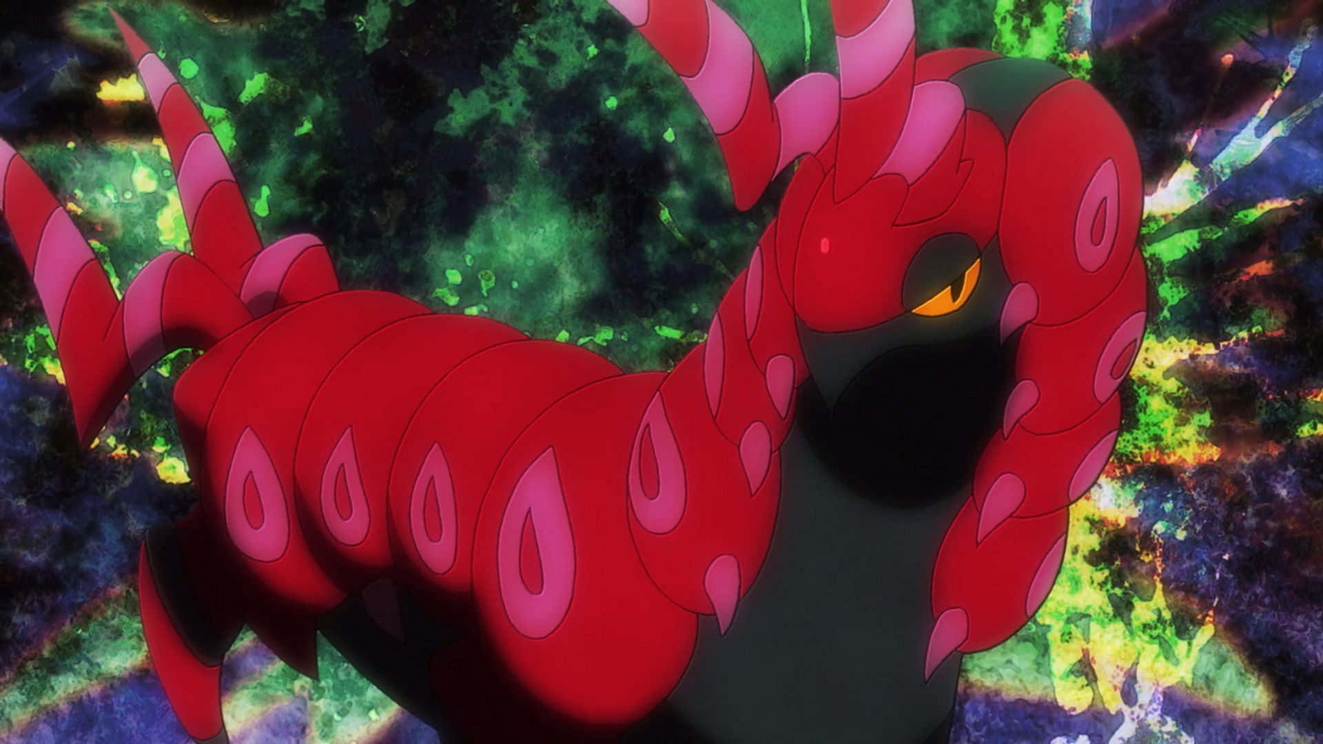 Red Aesthetic Scolipede Desktop Background