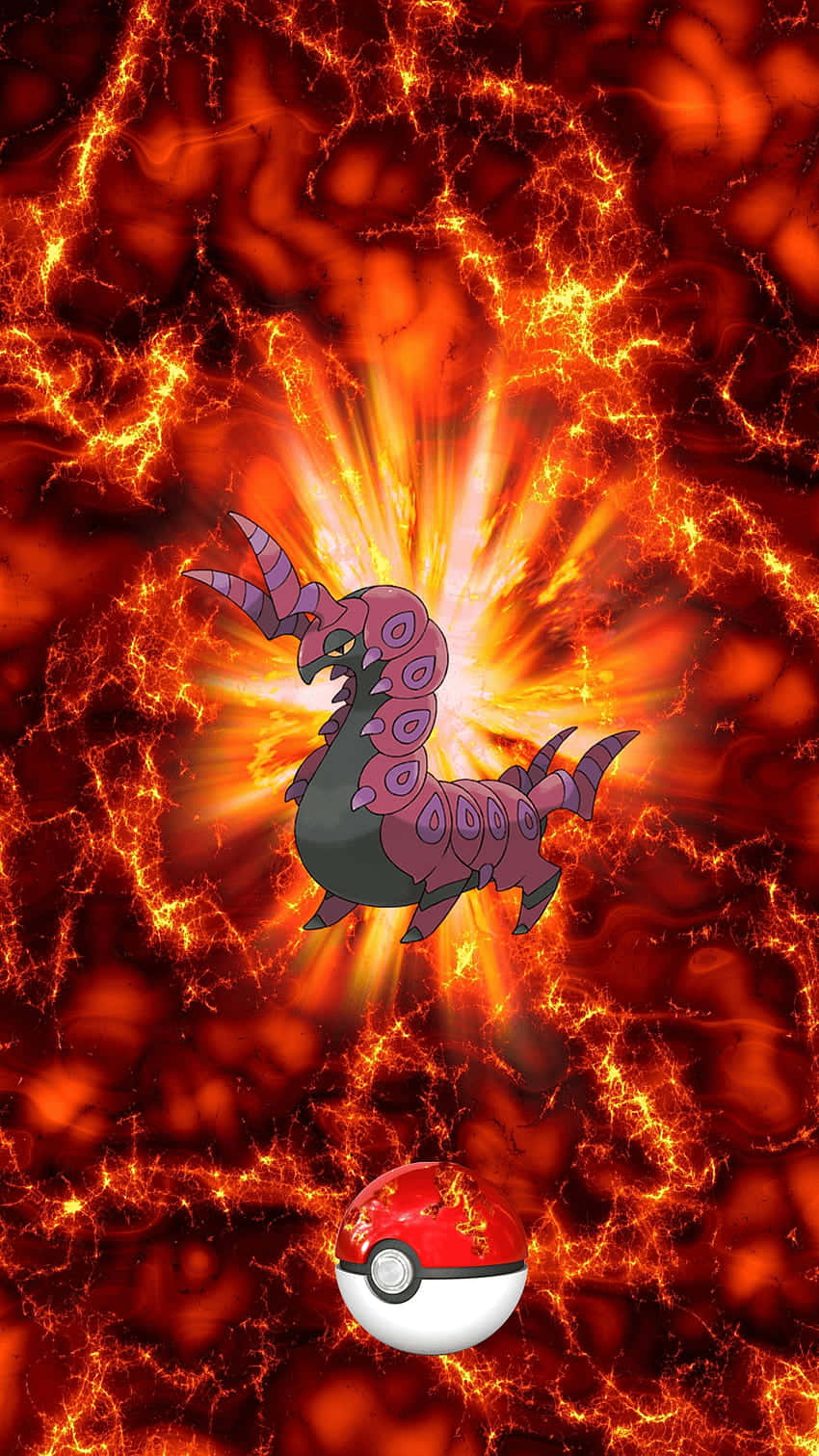 Red Aesthetic Scolipede With Pokeball Phone Background