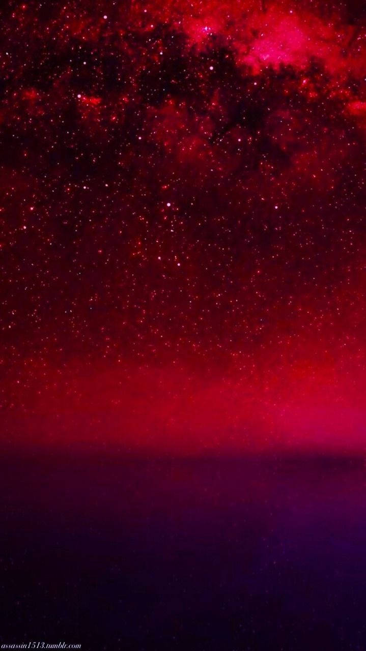 Red Aesthetic Starry Sky Background