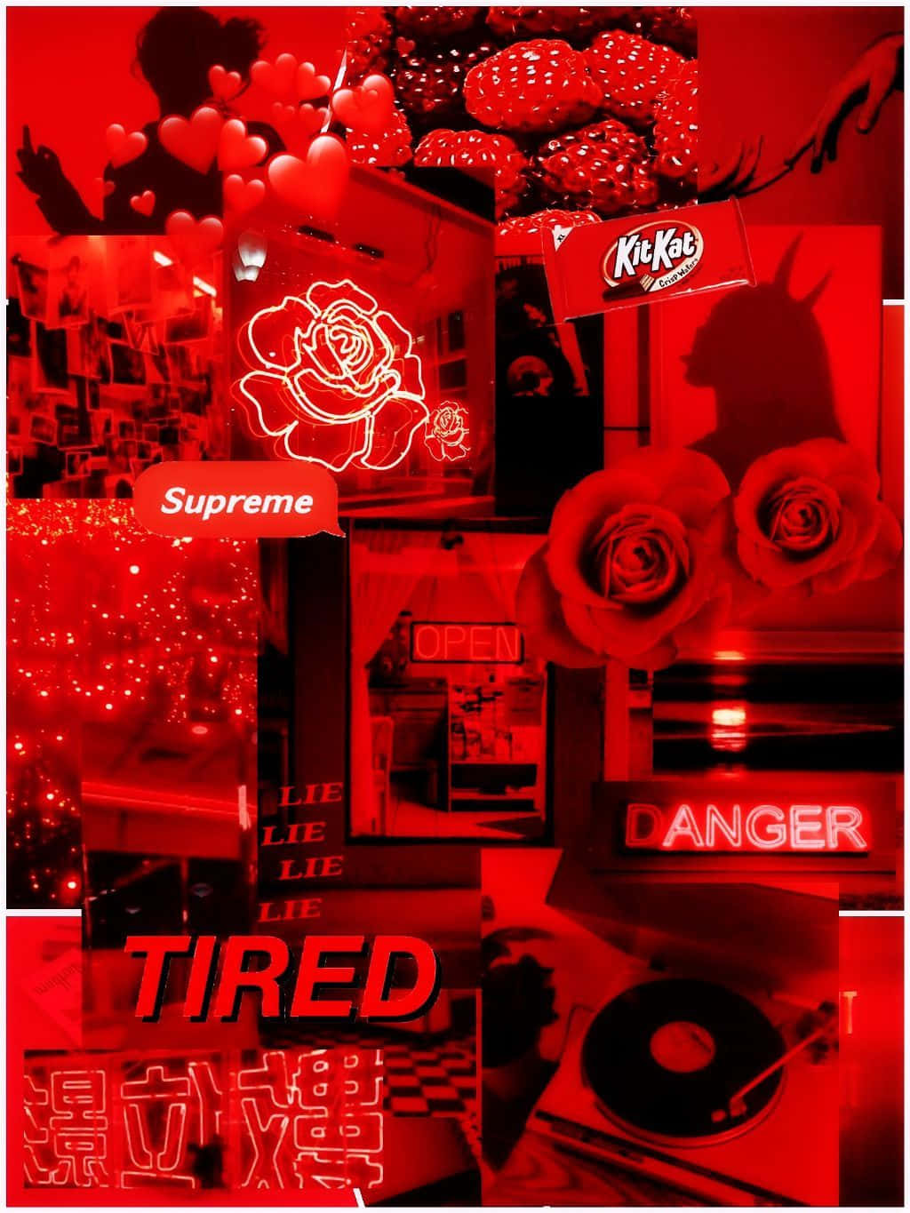 Red Aesthetic Tumblr Photo Compilation Roses Neon Signs Background