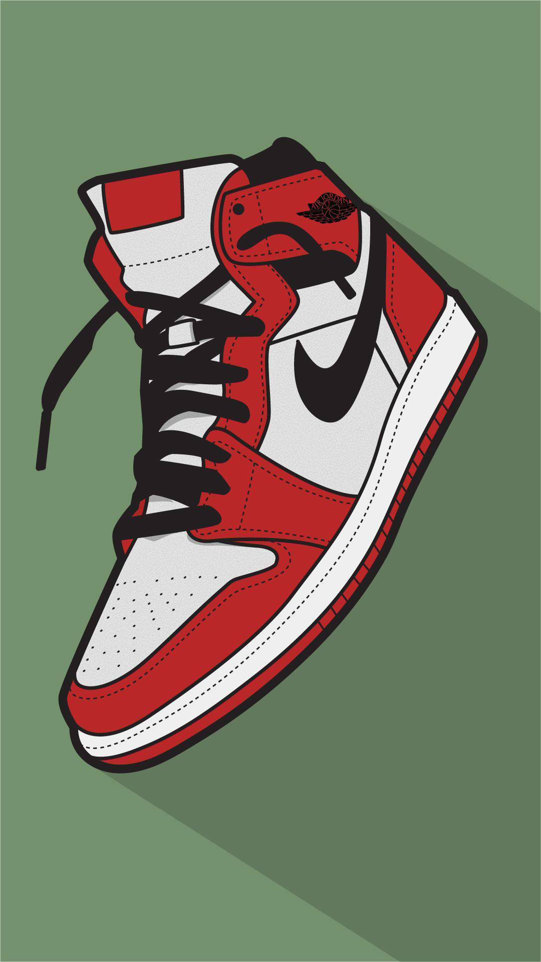 Red Air Jordan Cartoon Sneaker Digital Artwork