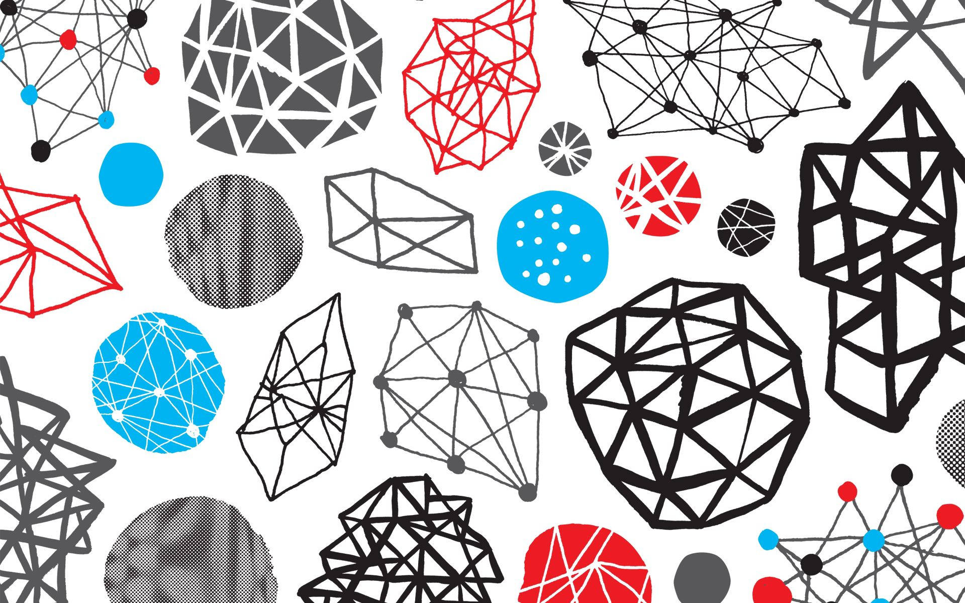 Red And Black 3d Shape Wireframe Background