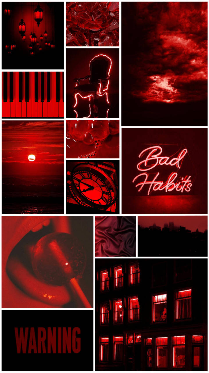 Red And Black Aesthetic Parallel Collage Background