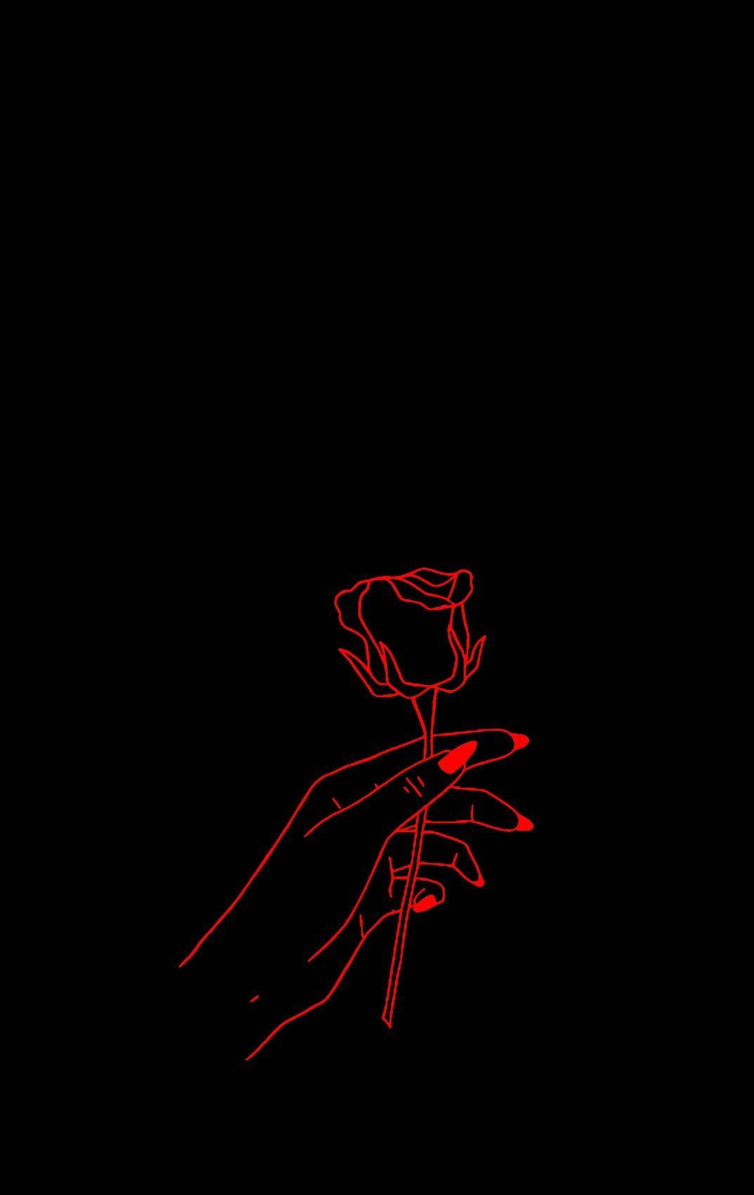 Red And Black Aesthetic Rose Hand Background