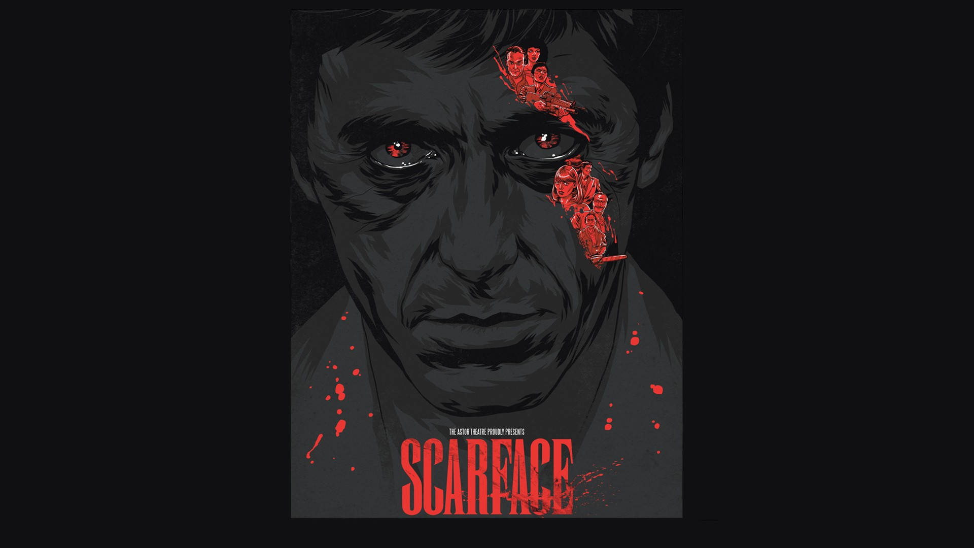 Red And Black Al Pacino Scarface Art Background
