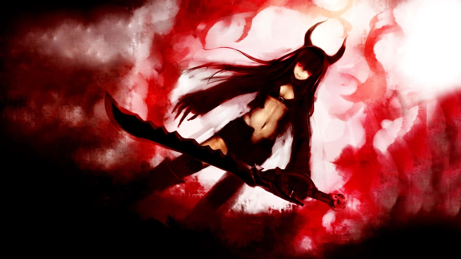 Red And Black Anime Holding Sword Background