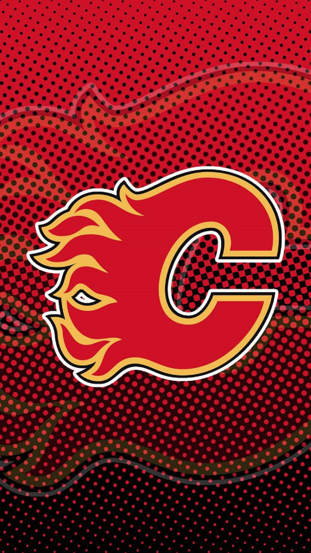 Red And Black Dotted Calgary Flames Logo Background