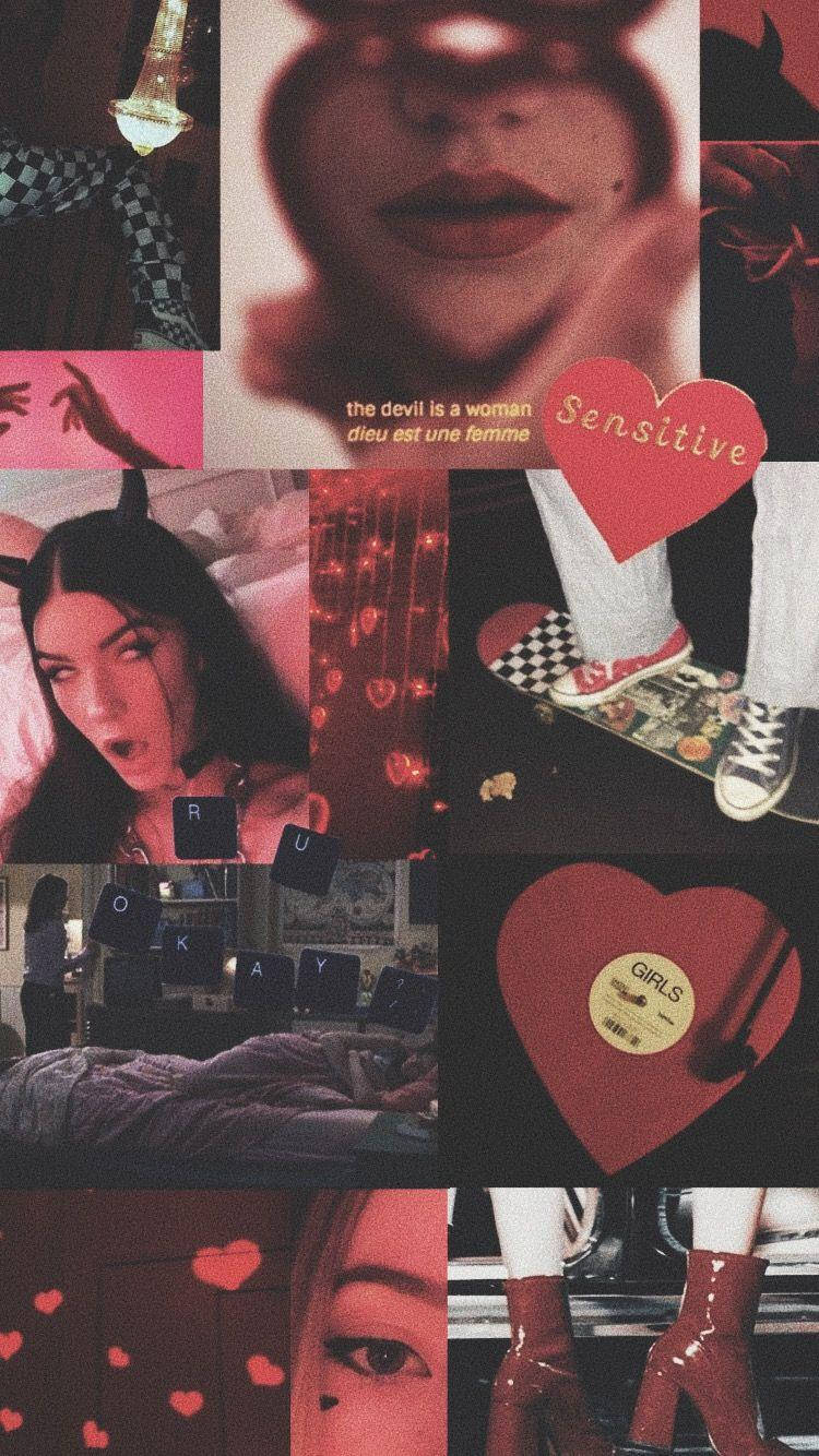 Red And Black E-girl Aesthetic Collage Background