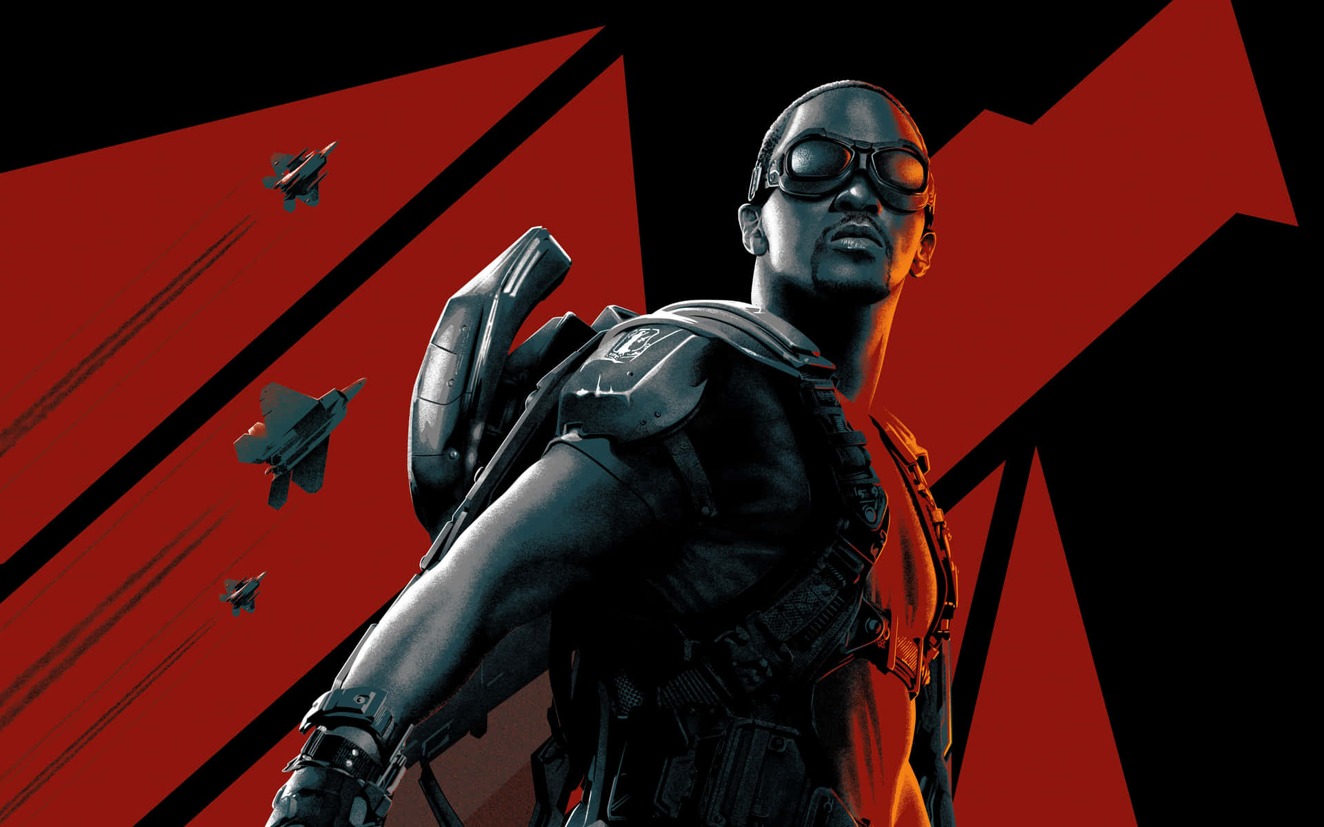 Red And Black Falcon Marvel Superhero Background