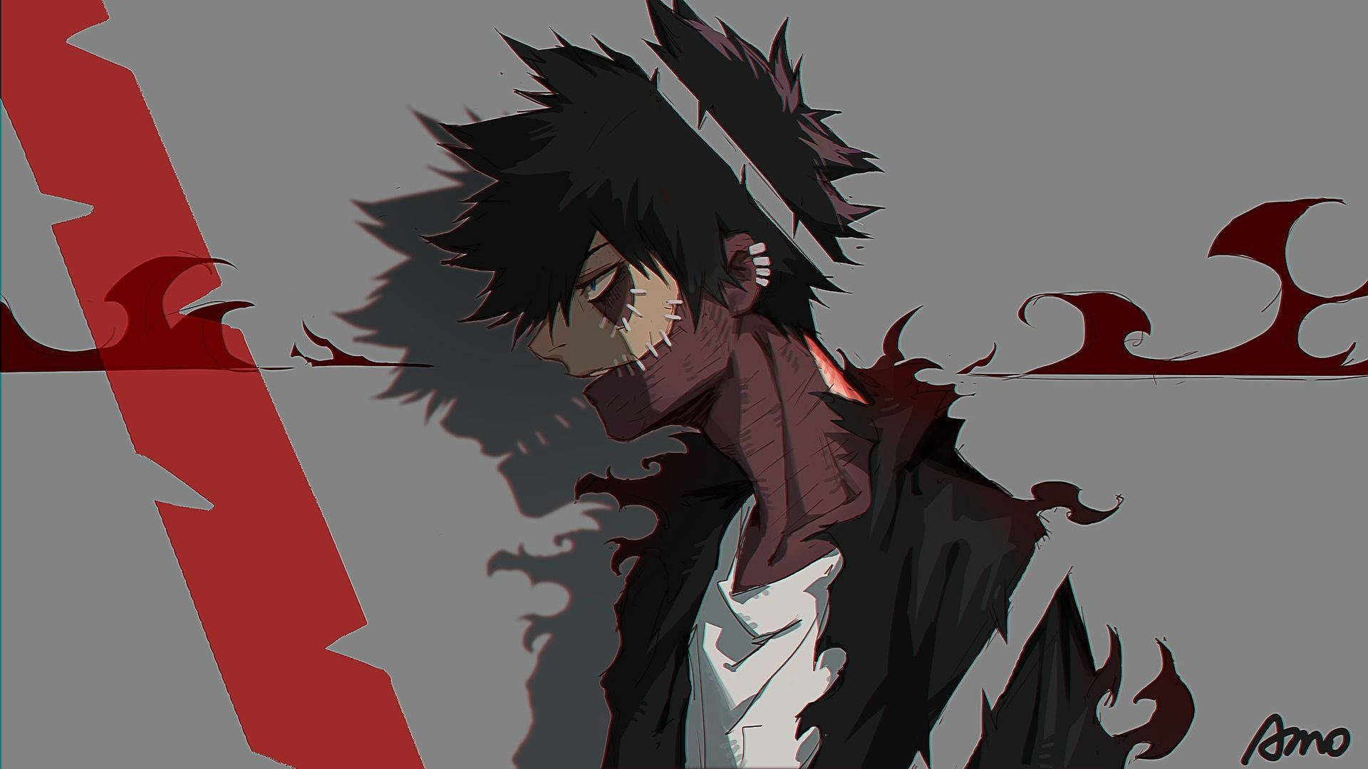 Red And Black Flames Engulf Dabi