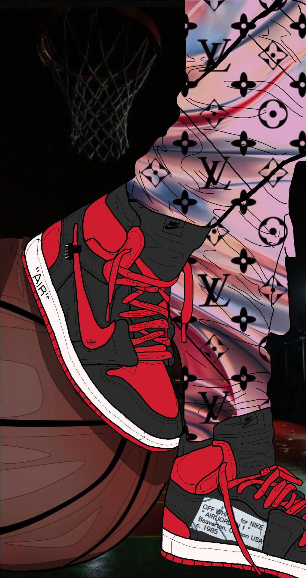 Red And Black Nike Jordan 1 Sneakers Background