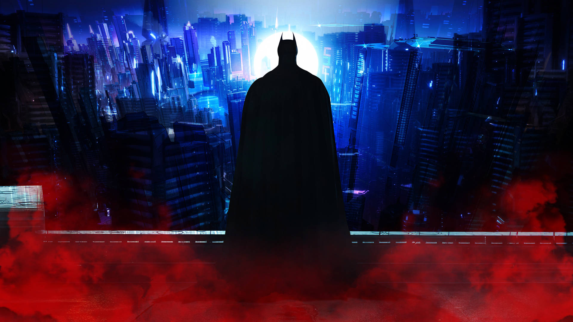 Red And Blue 4k Gotham Batman Background