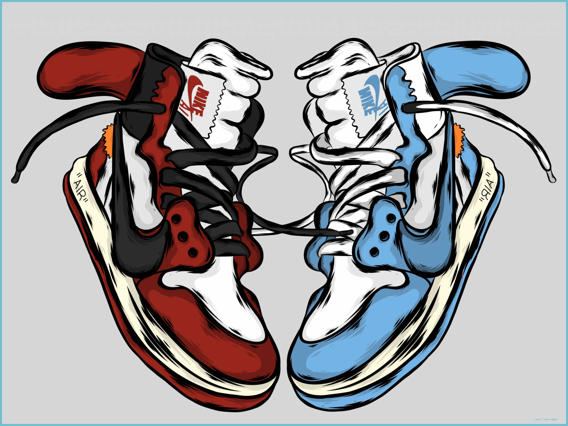 Red And Blue Cartoon Shoe Background