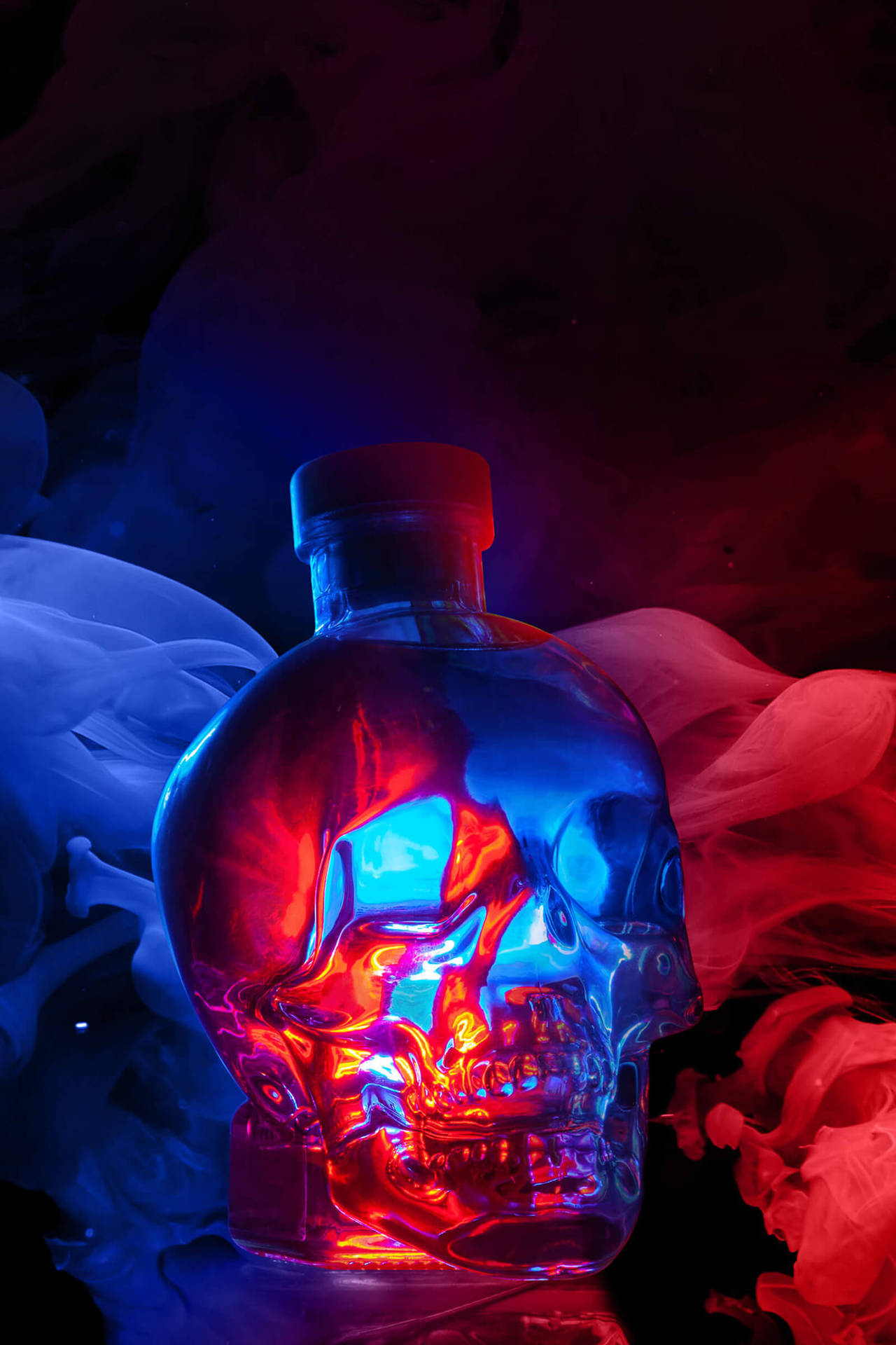 Red And Blue Crystal Head Vodka Background