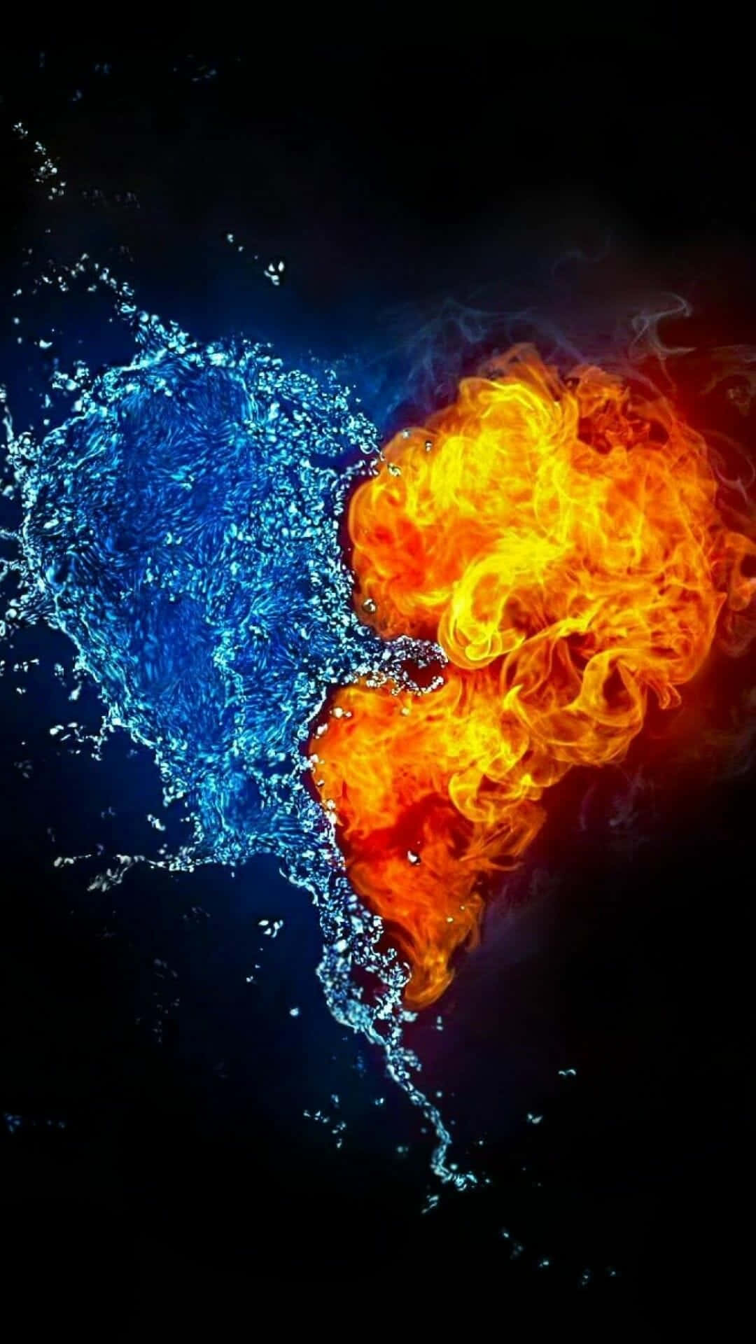 Red And Blue Fire And Water Background