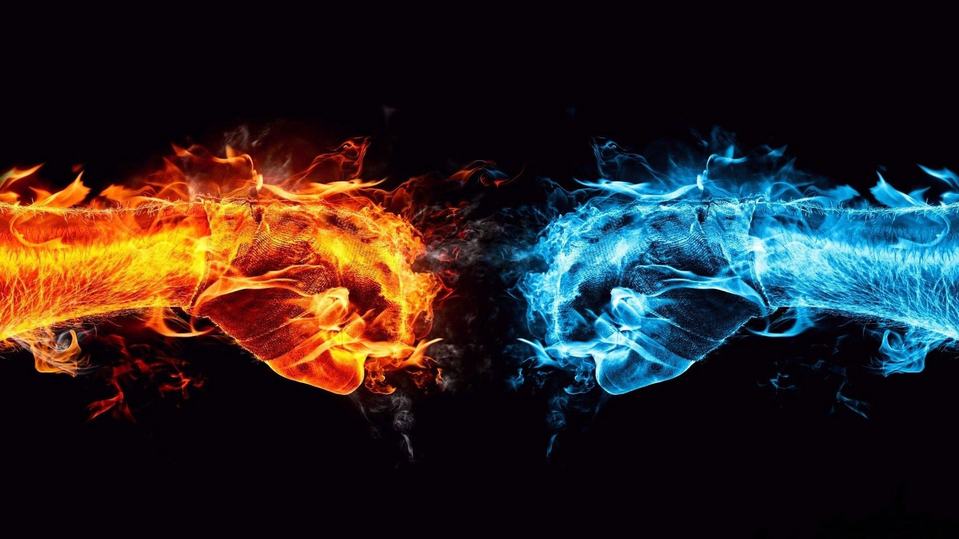 Red And Blue Fire Fist Background