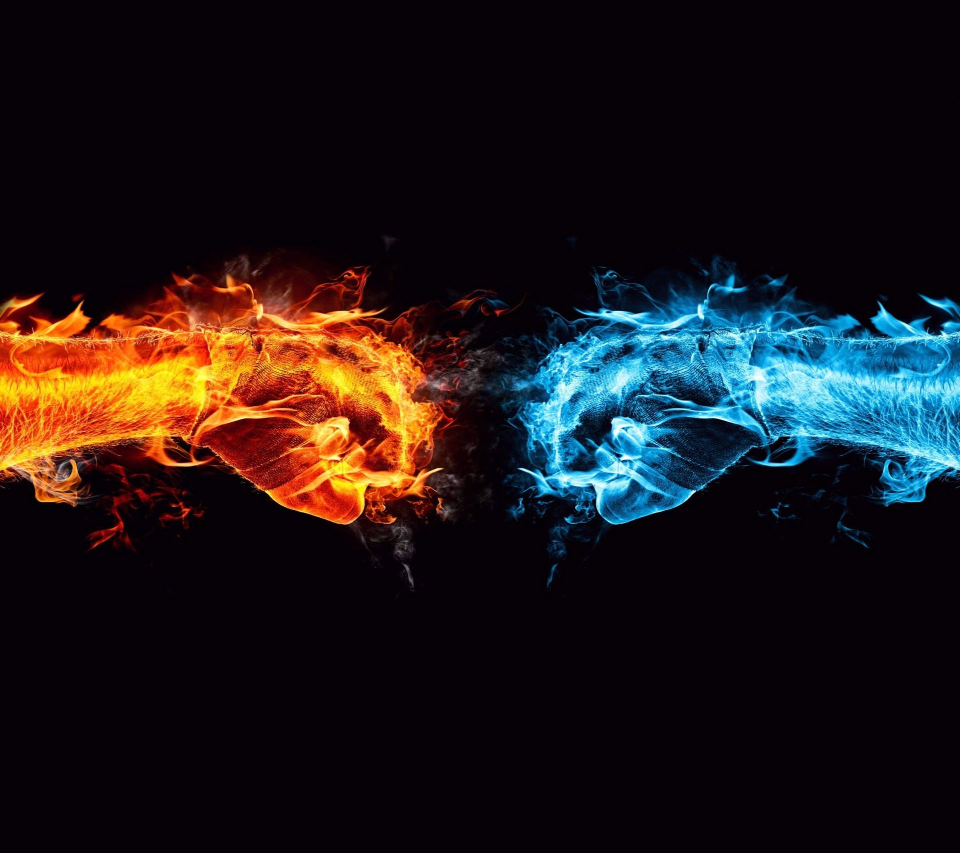 Red And Blue Flame Fists