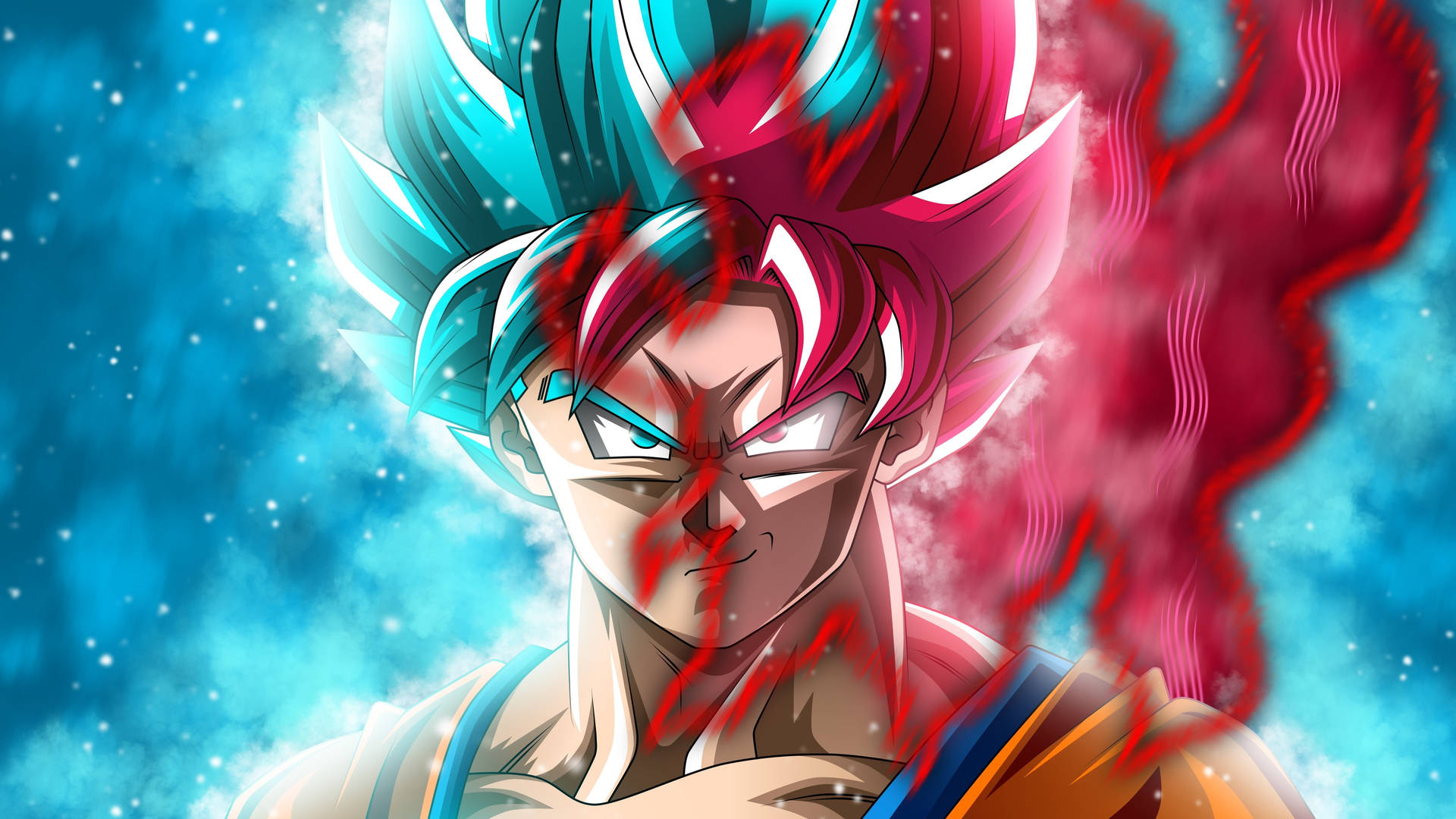 Red And Blue Hair Goku Coolest Desktop Background