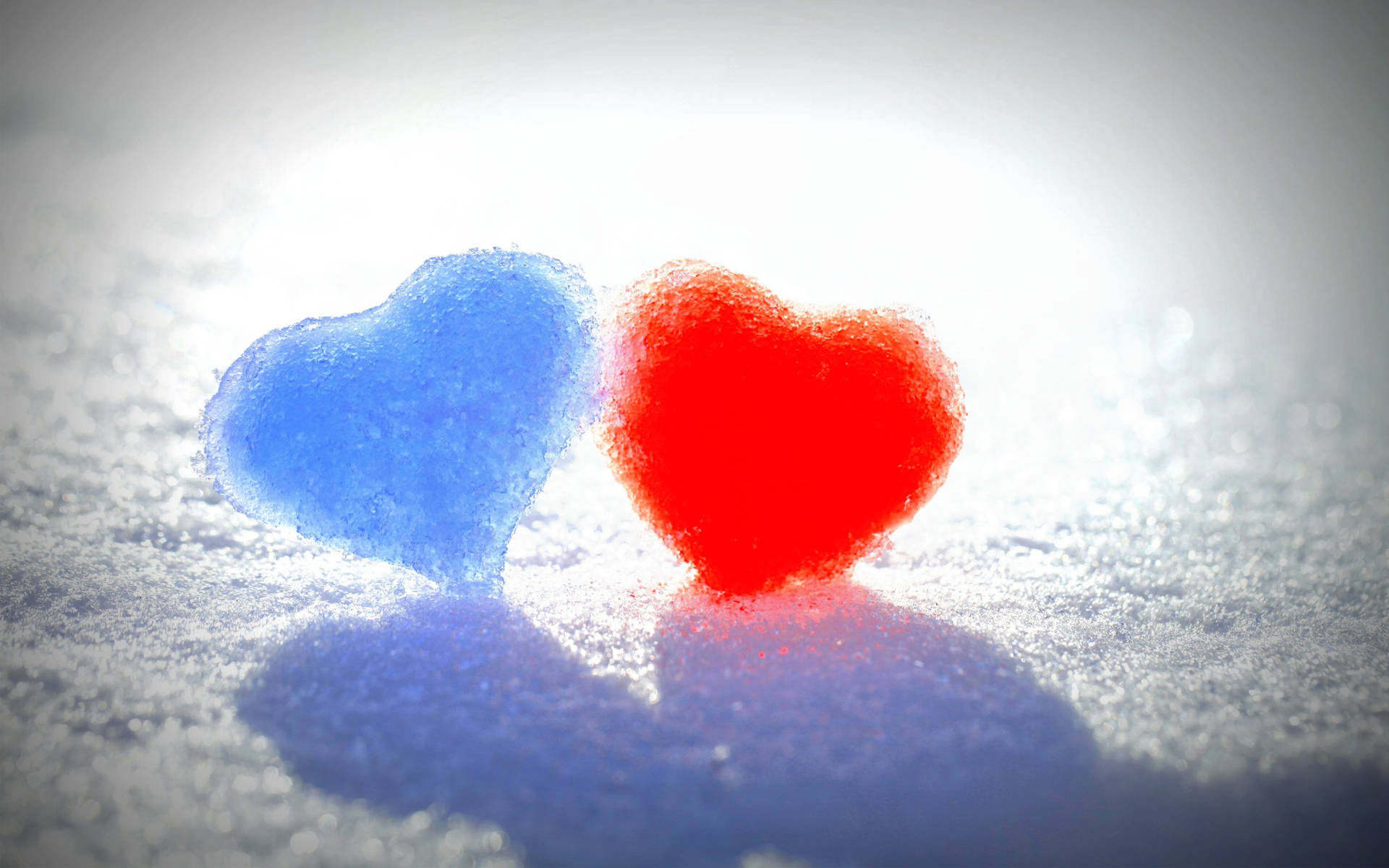 Red And Blue Heart Ice Background