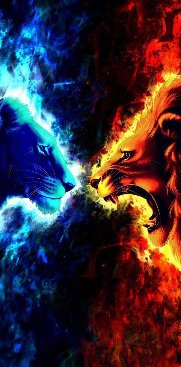 Red And Blue Lions