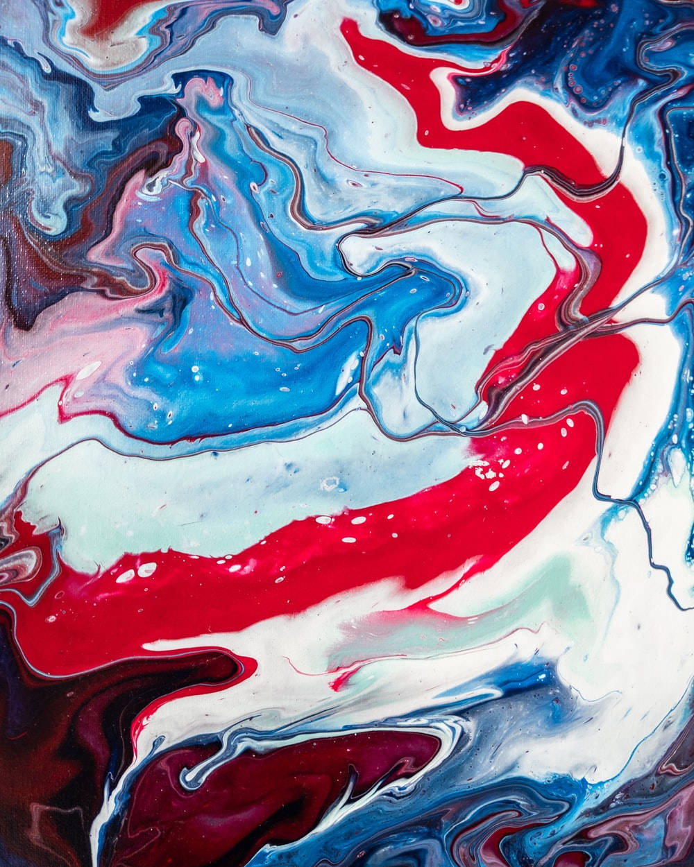 Red And Blue Marble Paint Background