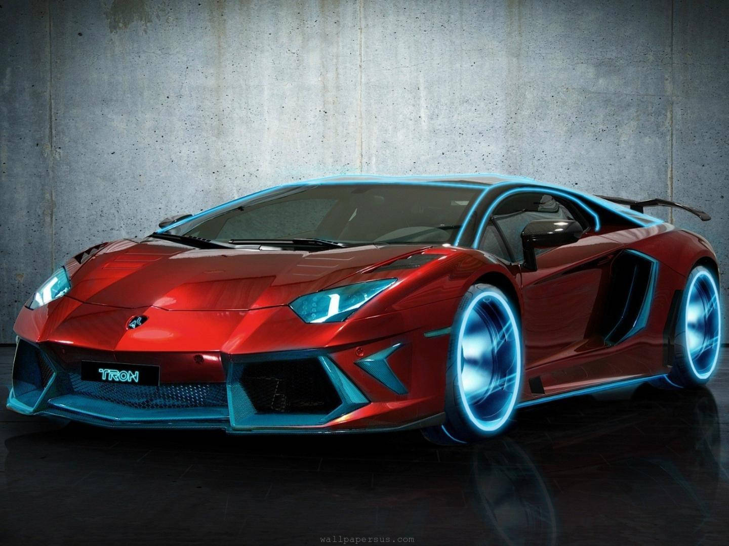 Red And Blue Neon Car