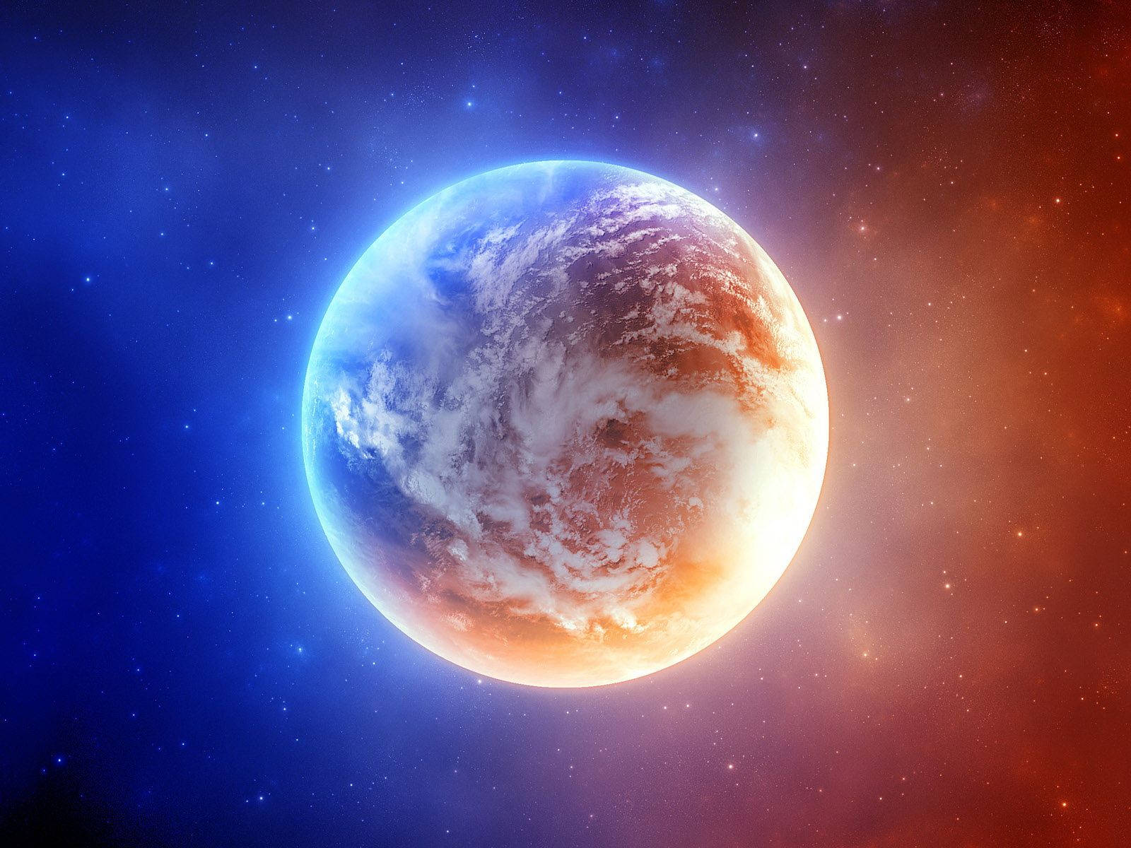 Red And Blue Planet Background