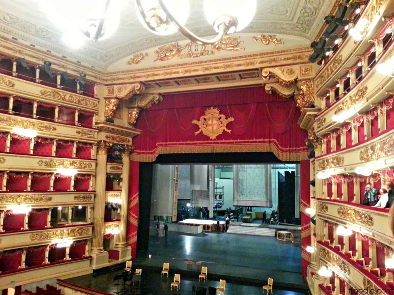 Red And Gold La Scala Opera House Booths Background