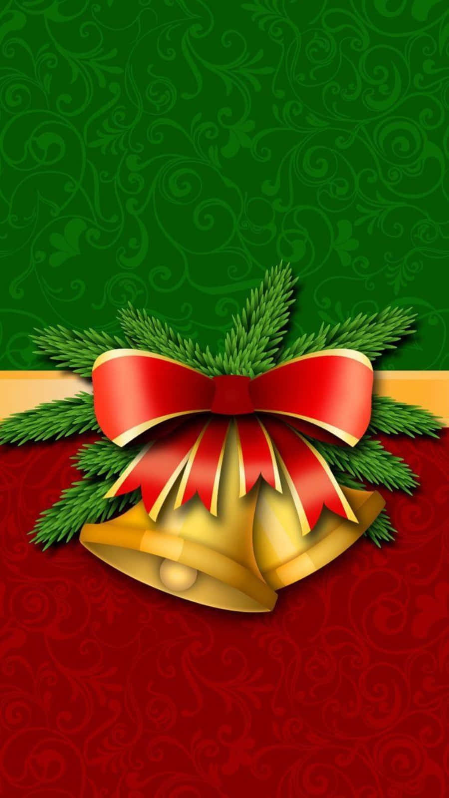 Red And Green Christmas Bells Background