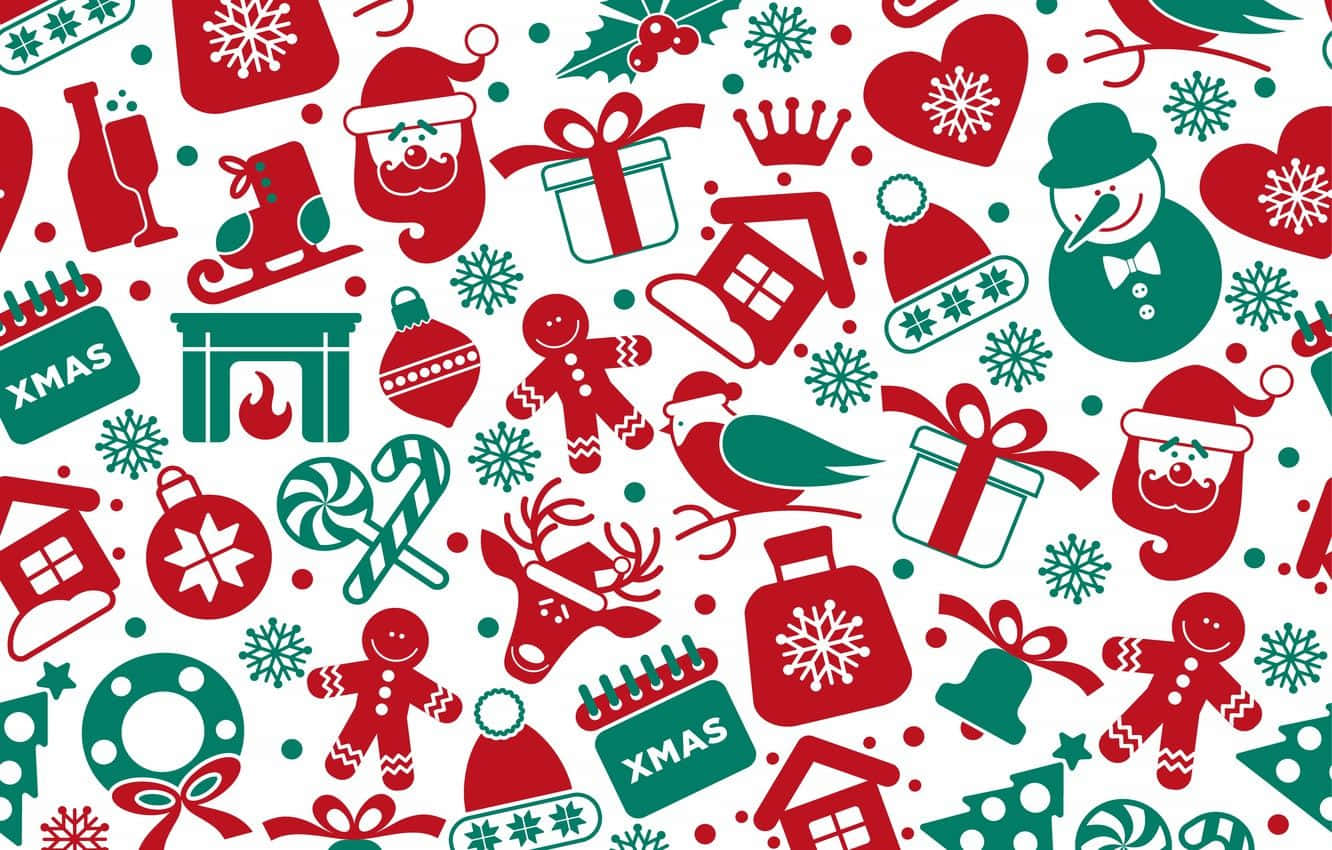 Red And Green Christmas Pattern Background