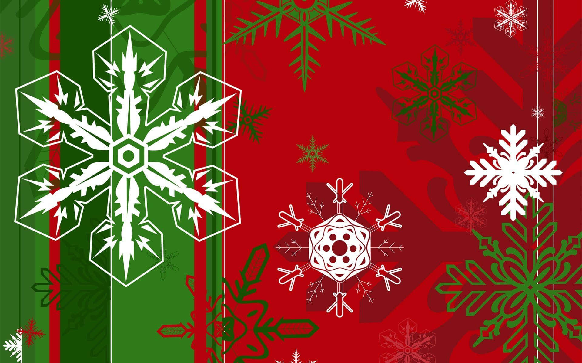 Red And Green Christmas Snowflakes