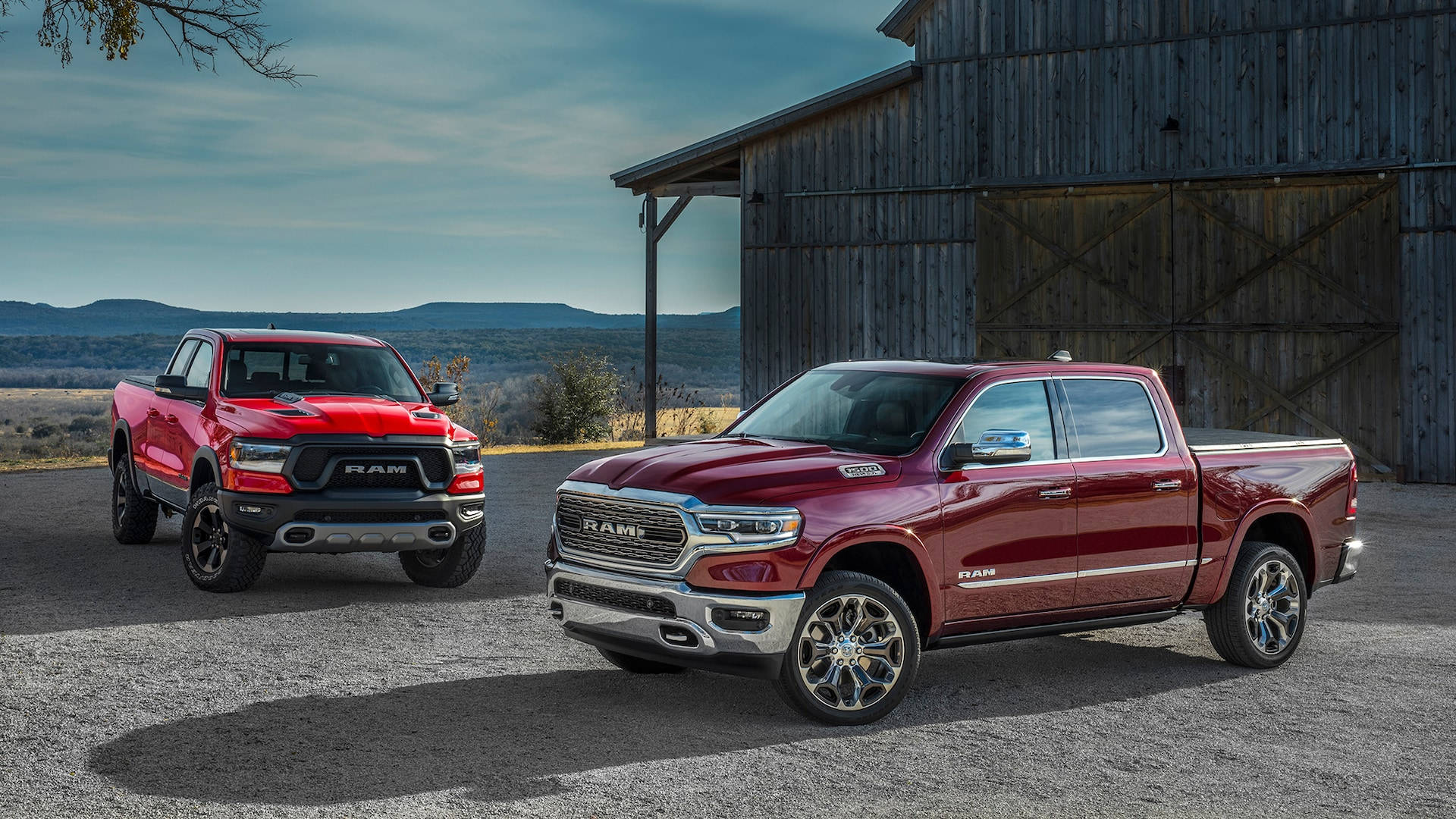 Red And Maroon Ram Truck