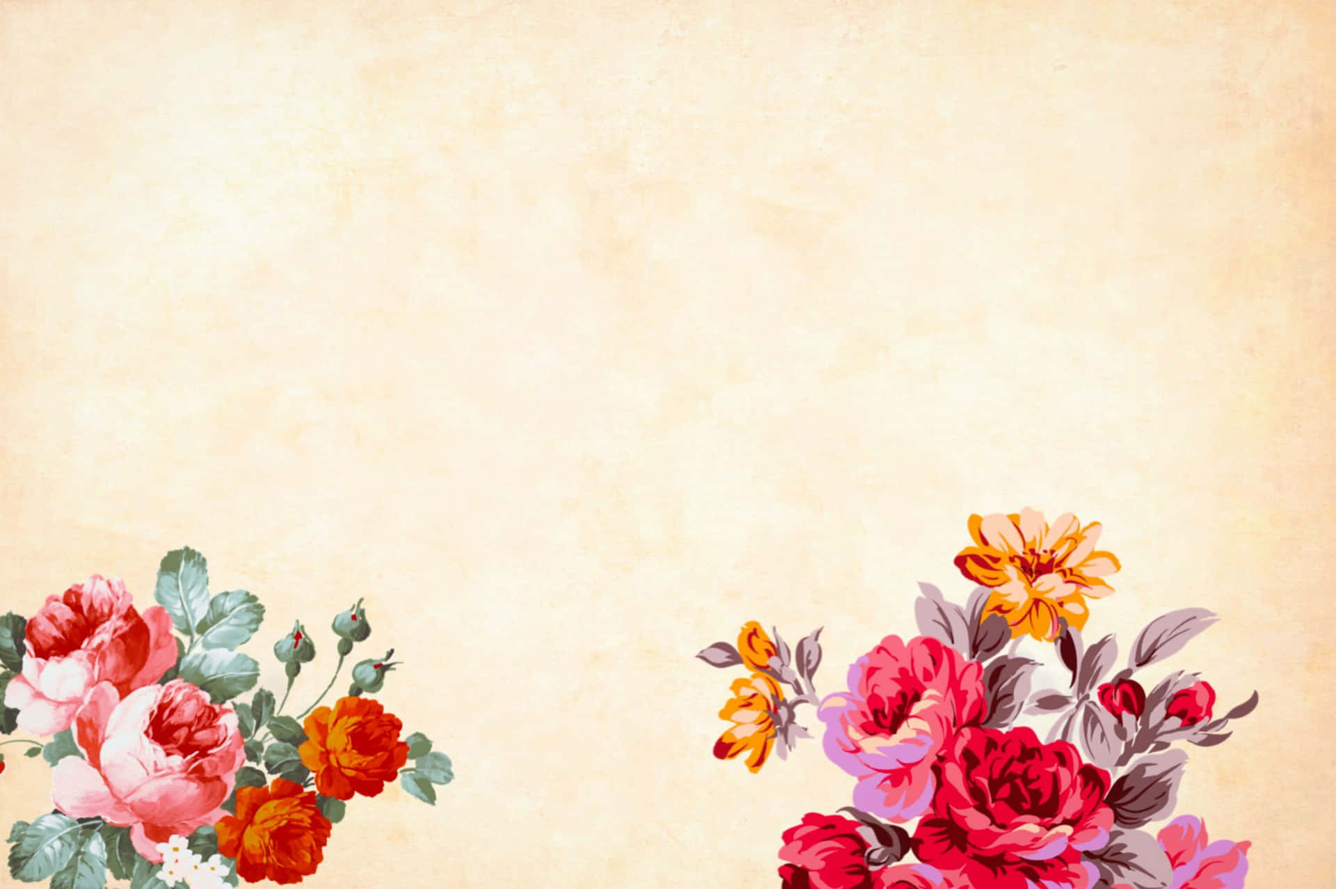 Red And Orange Watercolor Floral Background