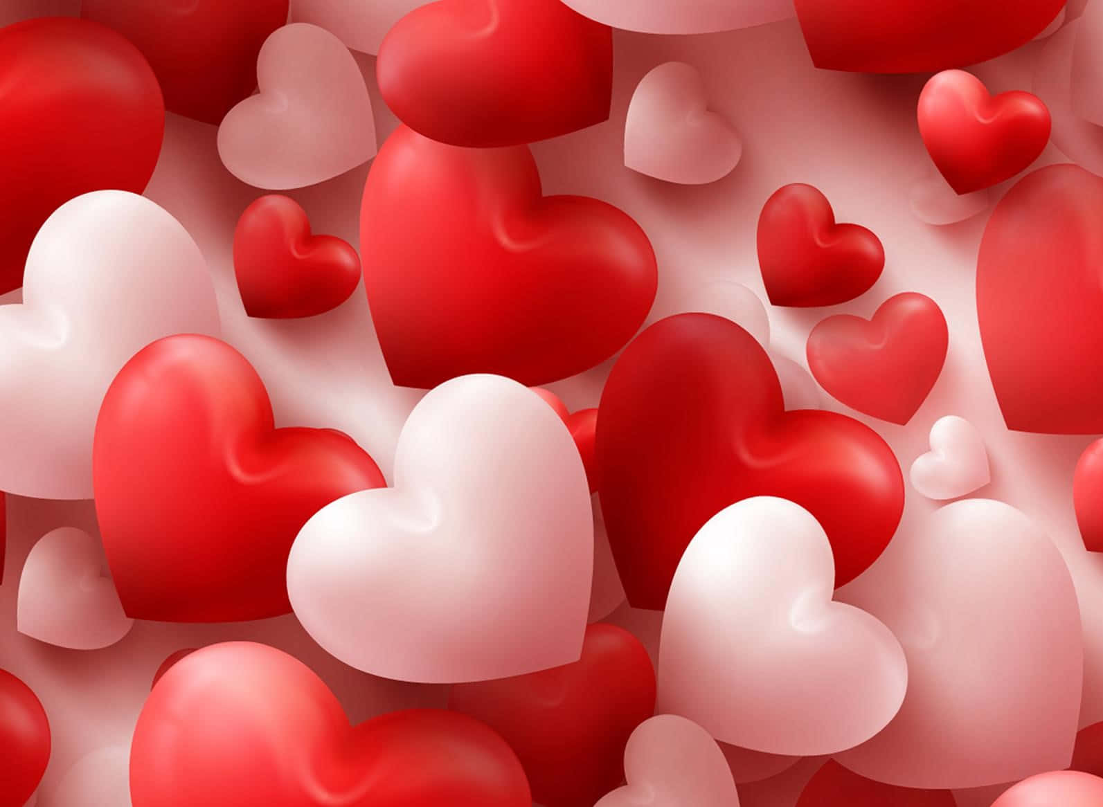 Red And Pink 3d Cute Valentines Hearts Background