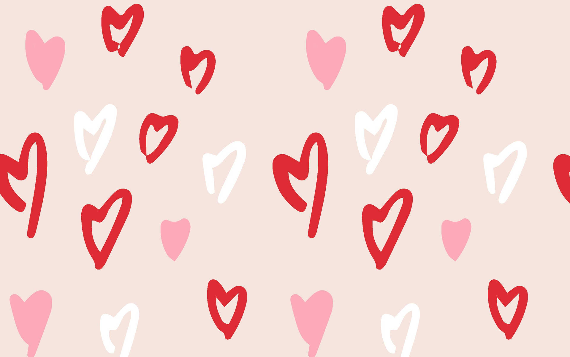 Red And White Aesthetic Heart Valentines Day Desktop Background