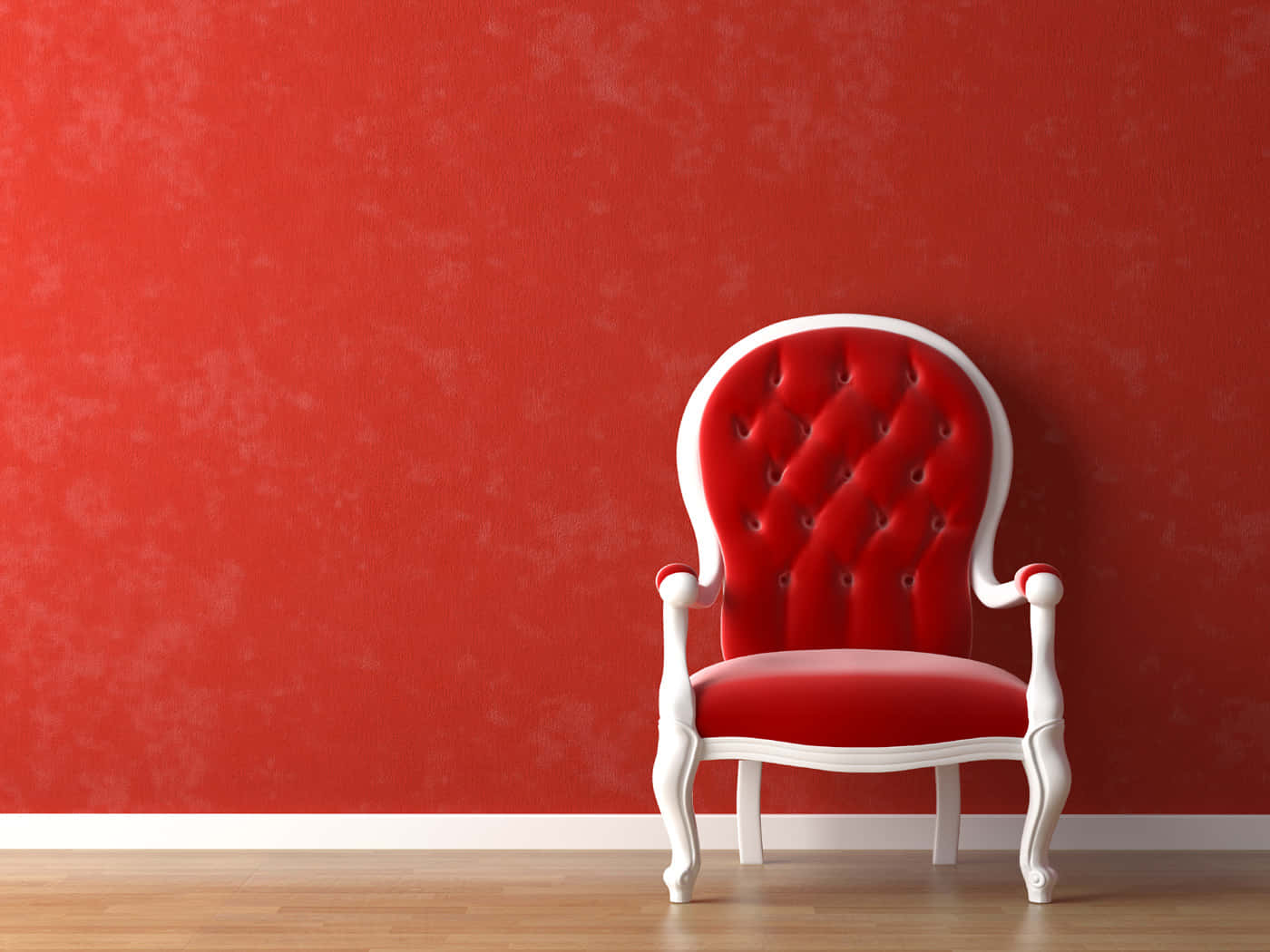 Red And White Bergere Chair Background