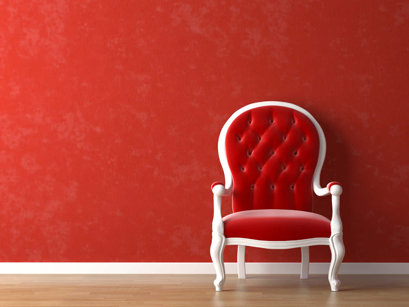 Red And White Bergere Chair