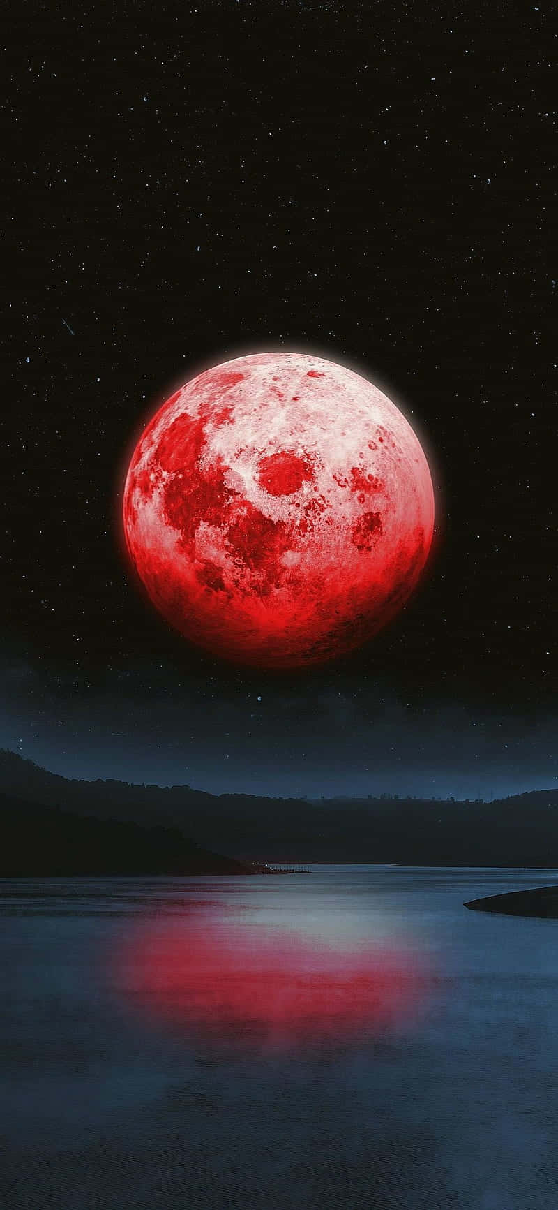 Red And White Blood Moon Background
