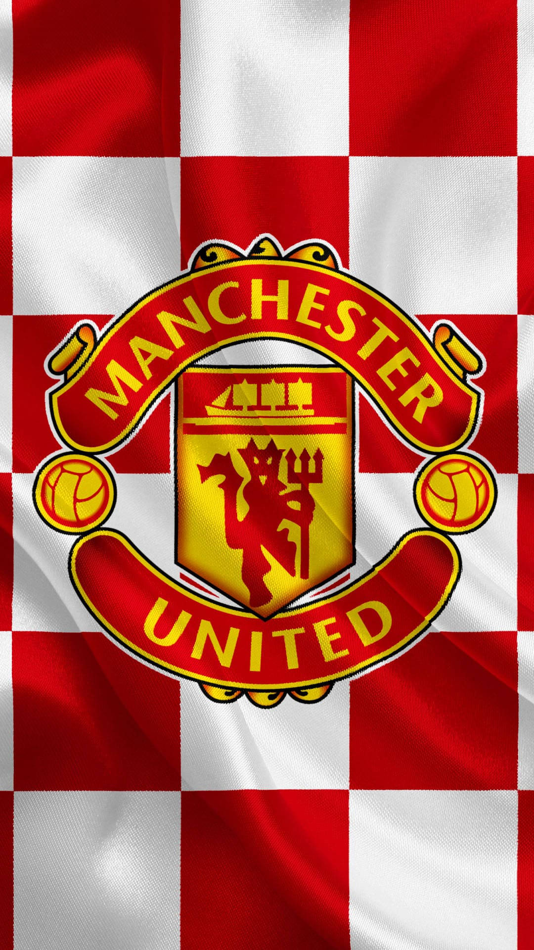 Red And White Checkered Manchester United Mobile Background